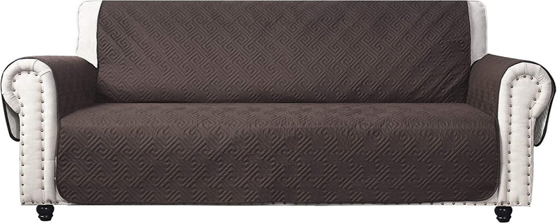 CHHKON Sofa Cover with No-Slip 100% Waterproof Quilted Furniture Protector Sofa Slipcover for Children, Pets for Leather Couch (Chocolate, Loveseat) Home & Garden > Decor > Chair & Sofa Cushions CHHKON Chocolate XL Sofa 