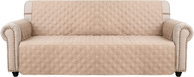 CHHKON Sofa Cover with No-Slip 100% Waterproof Quilted Furniture Protector Sofa Slipcover for Children, Pets for Leather Couch (Chocolate, Loveseat) Home & Garden > Decor > Chair & Sofa Cushions CHHKON Style2-beige Sofa 