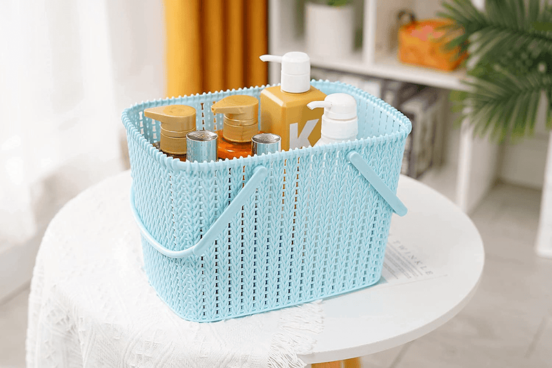 Chiborg Caddy Dorm Shower Storage Bathroom Organizer Portable College Bathroom Box Basket Plastic Tote Bin with Handle Home Pantry Blue