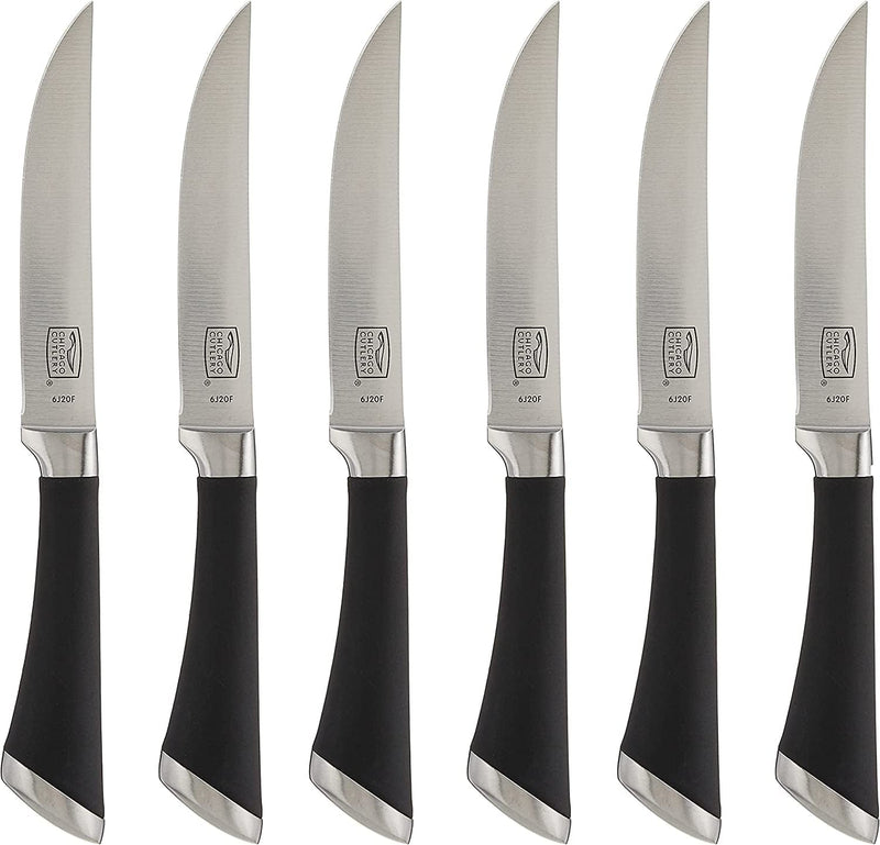 Chicago Cutlery Fusion 6 Piece Forged Premium Steak Knife Set, Cushion-Grip Handles with Stainless Steel Blades, Resists Stains, Rust, & Pitting, Kitchen Knives Home & Garden > Kitchen & Dining > Kitchen Tools & Utensils > Kitchen Knives Chicago Cutlery 6pc Steak Knives  
