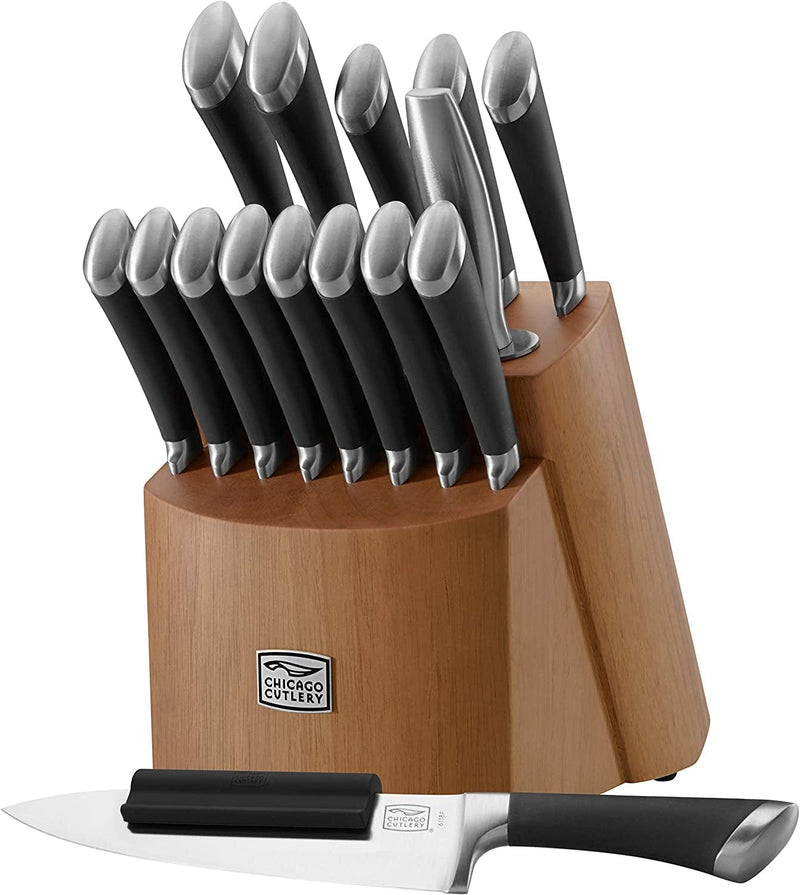 Chicago Cutlery Malden 16 Piece Stainless Steel Kitchen Knife Block Set, Stainless Steel Blade That Resist Rust, Stains, and Pitting Home & Garden > Kitchen & Dining > Kitchen Tools & Utensils > Kitchen Knives Chicago Cutlery 17pc Fushion Set  