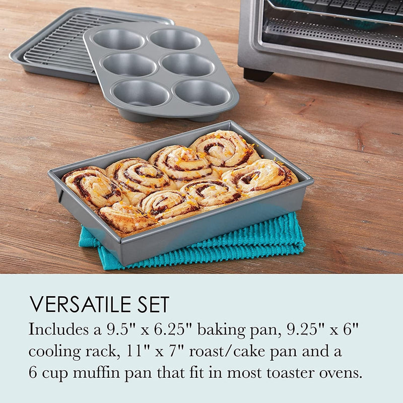Chicago Metallic Non-Stick Toaster Oven Bakeware Set, 4-Piece, Carbon Steel Home & Garden > Kitchen & Dining > Cookware & Bakeware Chicago Metallic   