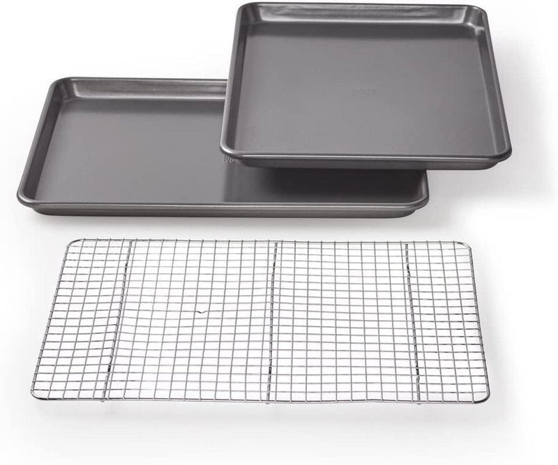 Chicago Metallic Professional Non-Stick Cookie/Jelly-Roll Pan Set with Cooling Rack, 17-Inch-By-12.25-Inch Home & Garden > Kitchen & Dining > Cookware & Bakeware Chicago Metallic Set of 2 Pans with Rack Pan Set 