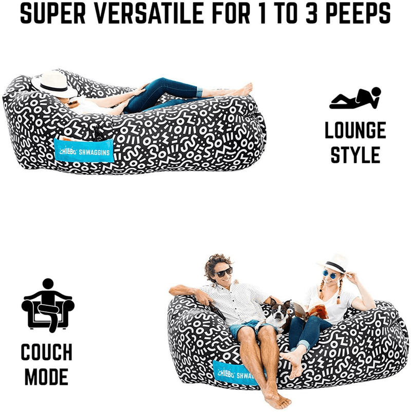 Chillbo Shwaggins Inflatable Couch – Cool Inflatable Chair. Upgrade Your Camping Accessories. Easy Setup Is Perfect for Hiking Gear, Beach Chair and Music Festivals. Sporting Goods > Outdoor Recreation > Camping & Hiking > Camp Furniture Chillbo   