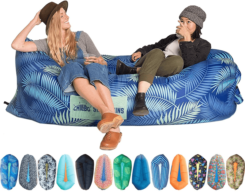 Chillbo Shwaggins Inflatable Couch – Cool Inflatable Chair. Upgrade Your Camping Accessories. Easy Setup Is Perfect for Hiking Gear, Beach Chair and Music Festivals. Sporting Goods > Outdoor Recreation > Camping & Hiking > Camp Furniture Chillbo A Blue Leaf  