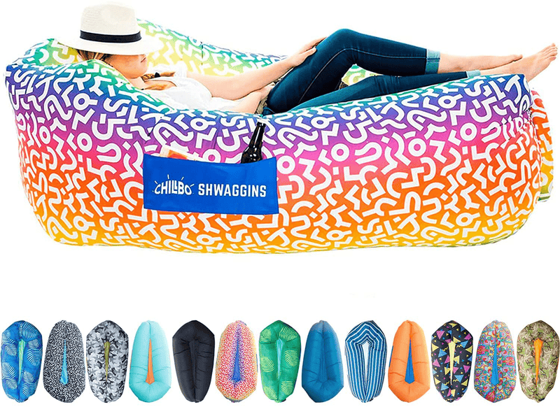 Chillbo Shwaggins Inflatable Couch – Cool Inflatable Chair. Upgrade Your Camping Accessories. Easy Setup Is Perfect for Hiking Gear, Beach Chair and Music Festivals. Sporting Goods > Outdoor Recreation > Camping & Hiking > Camp Furniture Chillbo A Rainbow Swizzle  