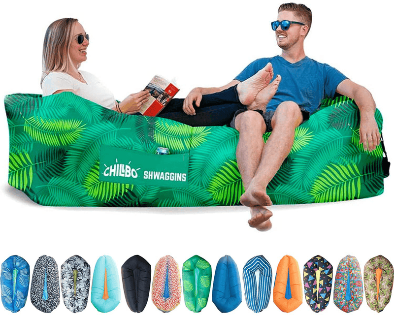 Chillbo Shwaggins Inflatable Couch – Cool Inflatable Chair. Upgrade Your Camping Accessories. Easy Setup Is Perfect for Hiking Gear, Beach Chair and Music Festivals. Sporting Goods > Outdoor Recreation > Camping & Hiking > Camp Furniture Chillbo A Green Leaf  