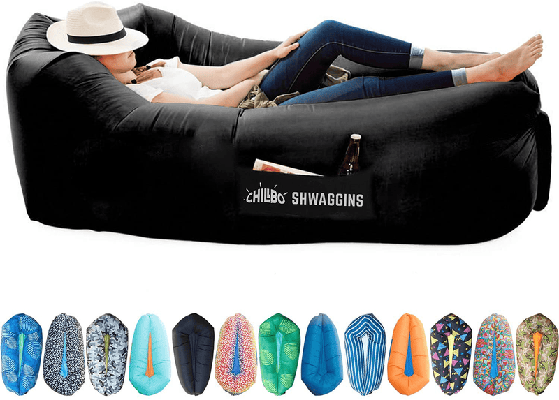 Chillbo Shwaggins Inflatable Couch – Cool Inflatable Chair. Upgrade Your Camping Accessories. Easy Setup Is Perfect for Hiking Gear, Beach Chair and Music Festivals. Sporting Goods > Outdoor Recreation > Camping & Hiking > Camp Furniture Chillbo Black  
