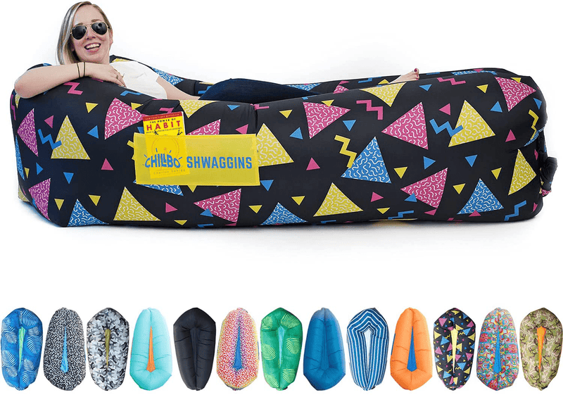 Chillbo Shwaggins Inflatable Couch – Cool Inflatable Chair. Upgrade Your Camping Accessories. Easy Setup Is Perfect for Hiking Gear, Beach Chair and Music Festivals. Sporting Goods > Outdoor Recreation > Camping & Hiking > Camp Furniture Chillbo Nineties Black  