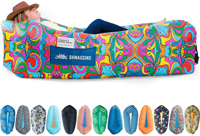 Chillbo Shwaggins Inflatable Couch – Cool Inflatable Chair. Upgrade Your Camping Accessories. Easy Setup Is Perfect for Hiking Gear, Beach Chair and Music Festivals. Sporting Goods > Outdoor Recreation > Camping & Hiking > Tent Accessories Chillbo 60s Psychedelic  