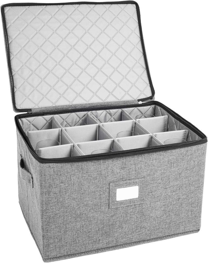 China Storage Set, Hard Shell and Stackable, for Dinnerware Storage and Transport, Protects Dishes Cups and Wine Glasses, Felt Plate Dividers Included (Grey, 6 Piece Hard Shell Set for China Storage) Home & Garden > Household Supplies > Storage & Organization storageLAB Gray 1 Pack Wine Glass Storage 