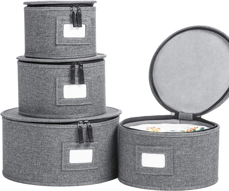 China Storage Set, Hard Shell and Stackable, for Dinnerware Storage and Transport, Protects Dishes Cups and Wine Glasses, Felt Plate Dividers Included (Grey, 6 Piece Hard Shell Set for China Storage) Home & Garden > Household Supplies > Storage & Organization storageLAB Gray 4 Piece Hard Shell Set for Plates 