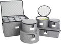China Storage Set, Hard Shell and Stackable, for Dinnerware Storage and Transport, Protects Dishes Cups and Wine Glasses, Felt Plate Dividers Included (Grey, 6 Piece Hard Shell Set for China Storage) Home & Garden > Household Supplies > Storage & Organization storageLAB Gray 6 Piece Hard Shell Set for China Storage 