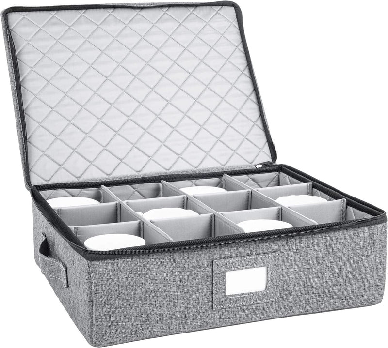 China Storage Set, Hard Shell and Stackable, for Dinnerware Storage and Transport, Protects Dishes Cups and Wine Glasses, Felt Plate Dividers Included (Grey, 6 Piece Hard Shell Set for China Storage) Home & Garden > Household Supplies > Storage & Organization storageLAB Gray 1 Piece Box for Cups and Mugs 