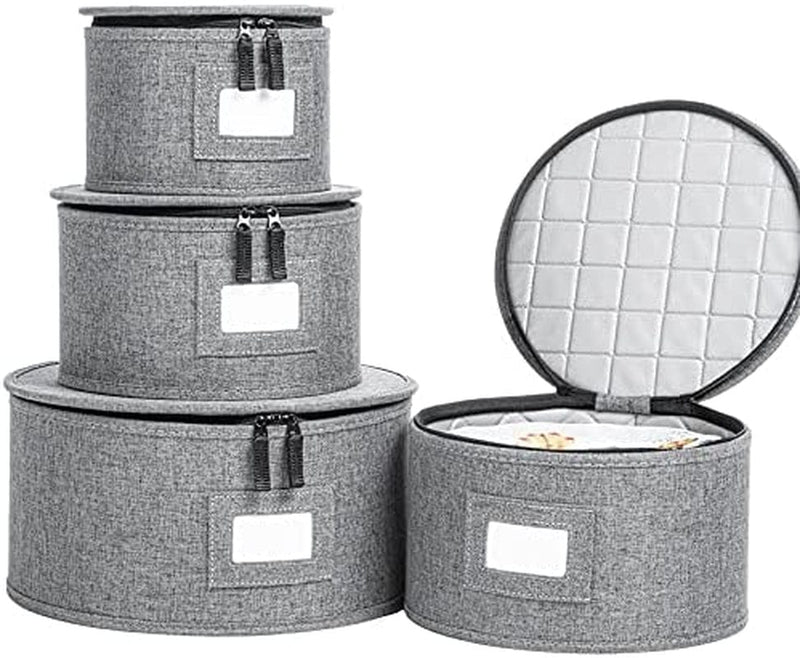 China Storage Set, Hard Shell and Stackable, for Dinnerware Storage and Transport, Protects Dishes Cups and Wine Glasses, Felt Plate Dividers Included (Grey, 6 Piece Hard Shell Set for China Storage) Home & Garden > Household Supplies > Storage & Organization storageLAB Gray 4 Piece Quilted Set for Plates 