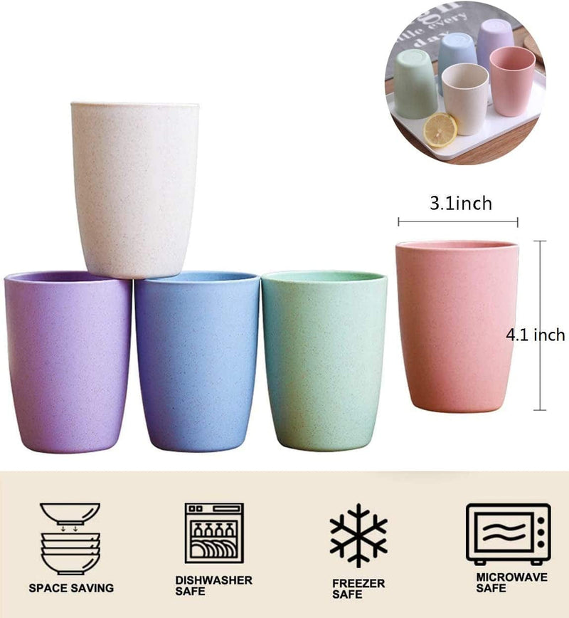 Choary Eco-Friendly Unbreakable Reusable Drinking Cup for Adult(12 OZ), Wheat Straw Glasses Healthy Tumbler Set 5-Multicolor, Dishwasher Safe Home & Garden > Kitchen & Dining > Tableware > Drinkware Choary   