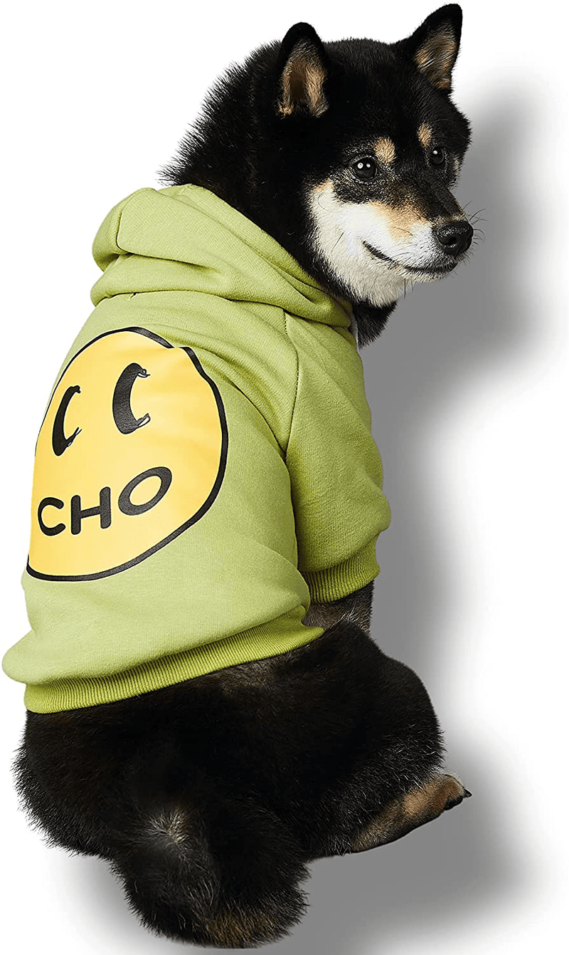 Chochocho Smile Dog Hoodie, Smiley Face Dog Sweater, Stylish Dog Clothes, Cotton Sweatshirt for Dogs and Puppies, Fashion Outfit for Dogs Cats Puppy Small Medium Large Animals & Pet Supplies > Pet Supplies > Dog Supplies > Dog Apparel ChoChoCho Avocado Green L (Chest: 17''-19'' / Suggest: 9-15 lbs) 