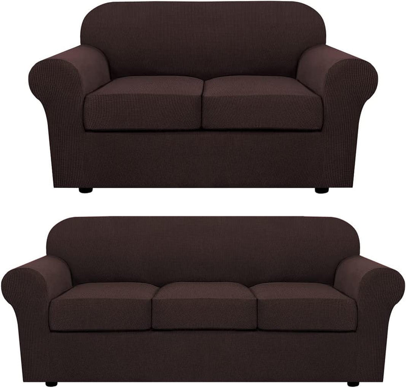 Chocolate Sofa Covers for 3 Cushion Couch Bundles Loveseat Covers for 2 Cushion Couch, Chocolate Home & Garden > Decor > Chair & Sofa Cushions H.VERSAILTEX   