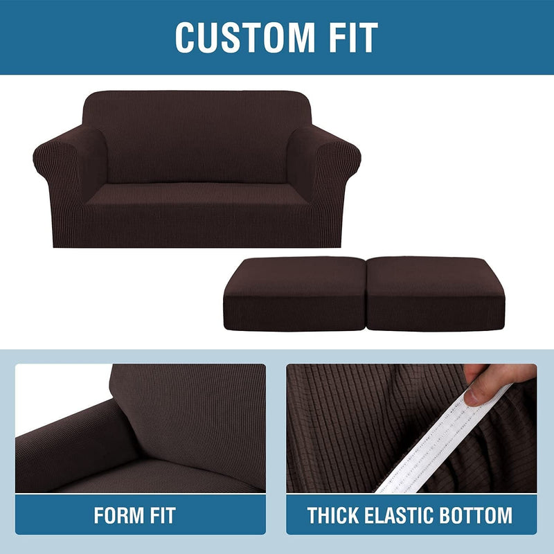 Chocolate Sofa Covers for 3 Cushion Couch Bundles Loveseat Covers for 2 Cushion Couch, Chocolate Home & Garden > Decor > Chair & Sofa Cushions H.VERSAILTEX   