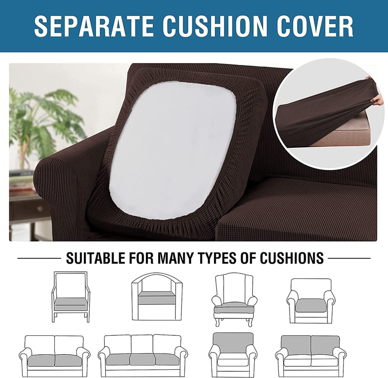 Chocolate Sofa Covers for 3 Cushion Couch Bundles Loveseat Covers for 2 Cushion Couch, Chocolate