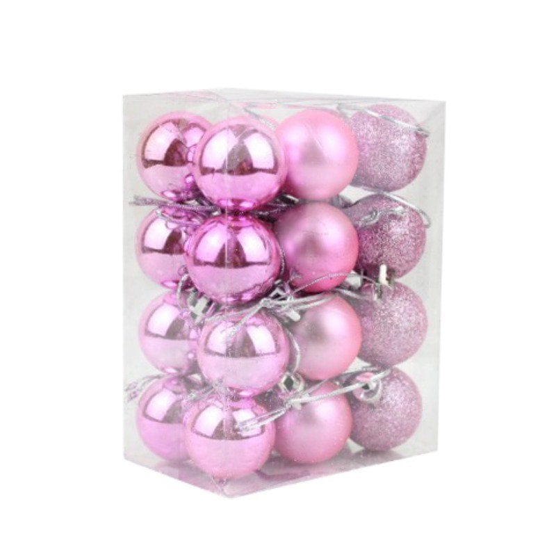 Christmas Balls 24Pcs Xmas Decorations Holiday Party Supplies Home Decor 3" Hanging Ball Ornaments for Christmas Tree Accessories Wedding Garden Home Home & Garden > Decor > Seasonal & Holiday Decorations& Garden > Decor > Seasonal & Holiday Decorations Mancro Pink  
