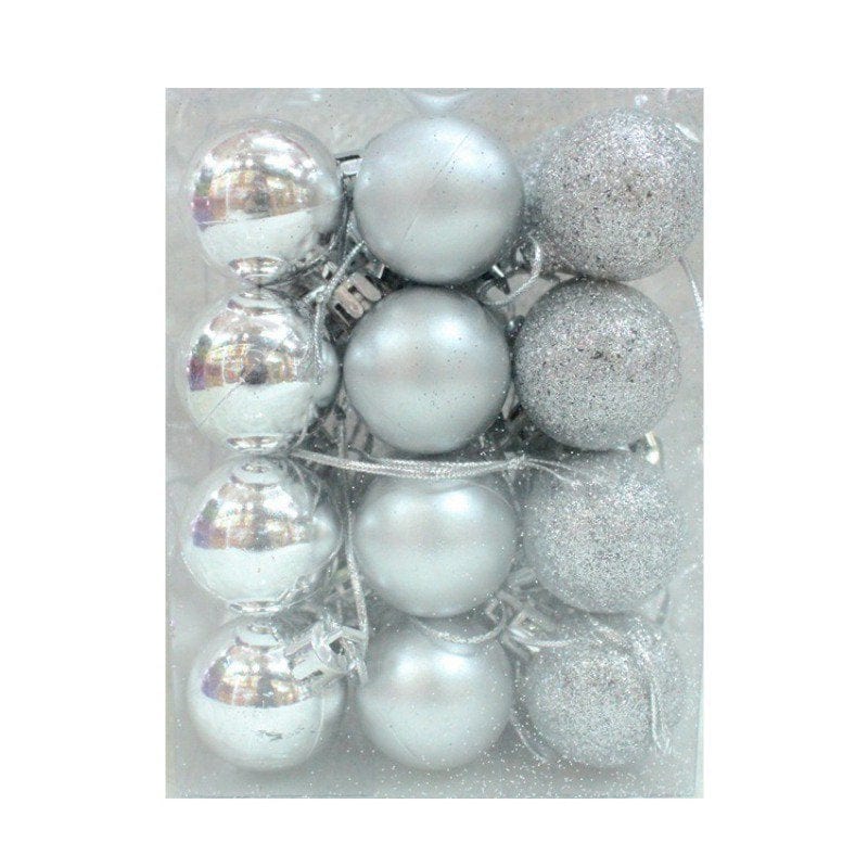 Christmas Balls 24Pcs Xmas Decorations Holiday Party Supplies Home Decor 3" Hanging Ball Ornaments for Christmas Tree Accessories Wedding Garden Home Home & Garden > Decor > Seasonal & Holiday Decorations& Garden > Decor > Seasonal & Holiday Decorations Mancro Silver  