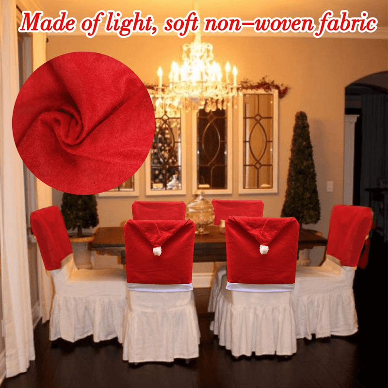Christmas Chair Covers Set of 6 Christmas Decoration Santa Hat Chair Back Covers for Xmas Dinning Decoration Christmas Restaurant Holiday Festival Party Decor Home & Garden > Decor > Seasonal & Holiday Decorations& Garden > Decor > Seasonal & Holiday Decorations Camlinbo   