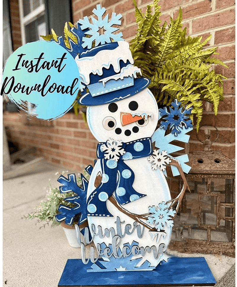 Christmas Decor Welcome Sign, Wood Christmas Front Porch Decor, Outdoor Christmas Decorations Wooden Snowman Porch Sign, Welcome Sign for Front Porch Standing, Christmas Fun Porch Decoration-A