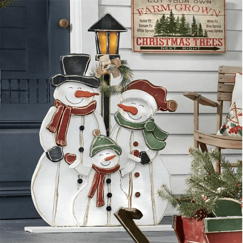 Christmas Decor Welcome Sign, Wood Christmas Front Porch Decor, Outdoor Christmas Decorations Wooden Snowman Porch Sign, Welcome Sign for Front Porch Standing, Christmas Fun Porch Decoration-A Home & Garden > Decor > Seasonal & Holiday Decorations& Garden > Decor > Seasonal & Holiday Decorations XYCDAWN A  