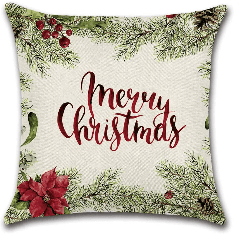 Christmas Decorations Christmas Pillow Covers 18 X 18 Inches Set of 4 - Xmas Series Cushion Throw Pillow Covers Custom Zippered Square Pillowcase Multi3 Home & Garden > Decor > Chair & Sofa Cushions LX Reflective   