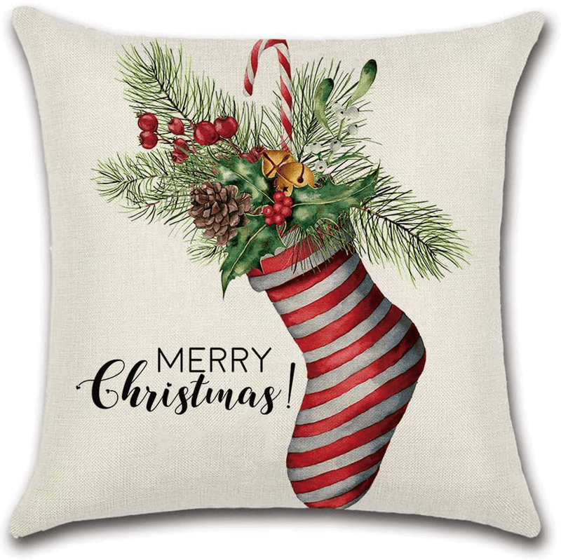Christmas Decorations Christmas Pillow Covers 18 X 18 Inches Set of 4 - Xmas Series Cushion Throw Pillow Covers Custom Zippered Square Pillowcase Multi3 Home & Garden > Decor > Chair & Sofa Cushions LX Reflective   