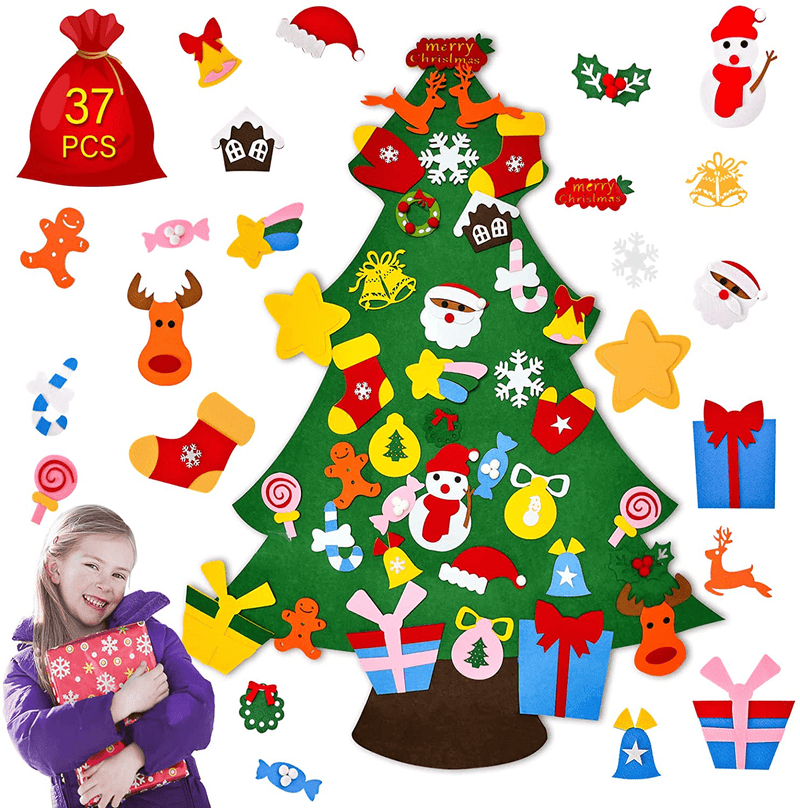 Christmas Decorations Gifts,3.7 FT Tall DIY Felt Christmas Tree Set with 37 Crafts Ornaments, Indoor Wall Hanging Christmas Decor for Home Door Wall, Xmas Kids Children Gifts Party Supplies Home & Garden > Decor > Seasonal & Holiday Decorations& Garden > Decor > Seasonal & Holiday Decorations ORALER   