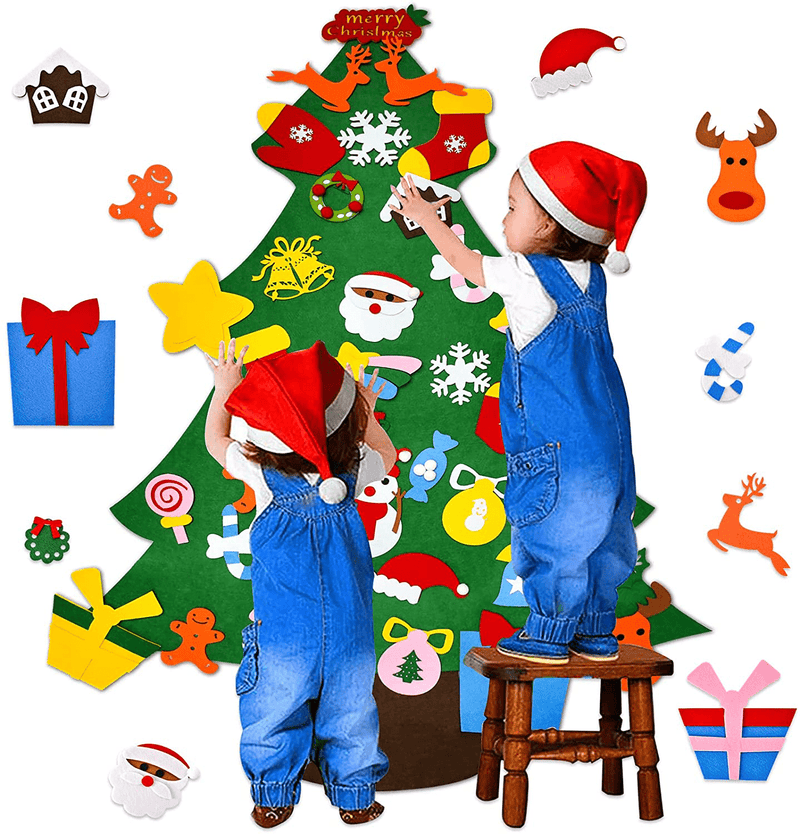 Christmas Decorations Gifts,3.7 FT Tall DIY Felt Christmas Tree Set with 37 Crafts Ornaments, Indoor Wall Hanging Christmas Decor for Home Door Wall, Xmas Kids Children Gifts Party Supplies Home & Garden > Decor > Seasonal & Holiday Decorations& Garden > Decor > Seasonal & Holiday Decorations ORALER   