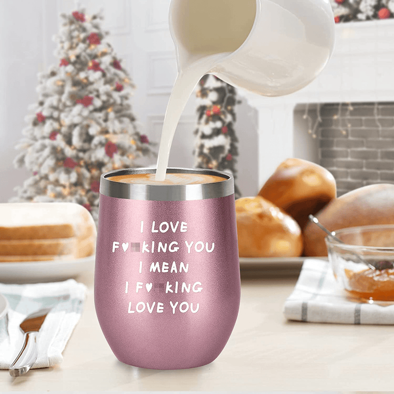 Christmas Funny Gifts for Women Wife Girlfriend Friends Teenage Girls-12 Oz Wine Tumbler with Straws,Lids- Gifts for Mom Sister Her, Presents Ideas for Valentines Day,Xmas,Birthday,Dating,Anniversary Home & Garden > Decor > Seasonal & Holiday Decorations RioGree   