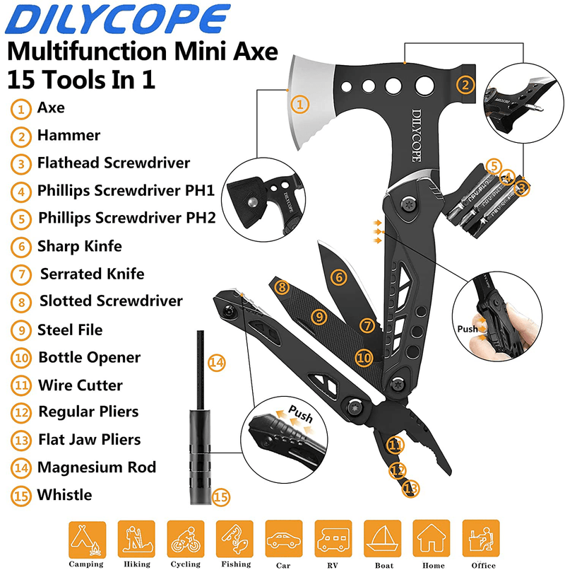 Christmas Gifts for Men Dad Christmas Stocking Stuffers,Multitool Axe Hammer Camping Accessories Survival Gear and Equipment,Camping Gear Hatchet Hunting Hiking Fishing,Men Gifts Ideas for Dad Husband Sporting Goods > Outdoor Recreation > Camping & Hiking > Camping Tools DILYCOPE   