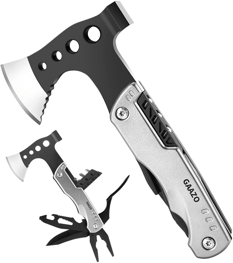 Christmas Gifts for Men Dad Husband, Multitool Camping Accessories 15 in 1 Hatchet with Axe Hammer Knife Pliers Screwdrivers Saw Bottle Opener, Cool Gadget for Outdoor Camping Hiking, Emergency