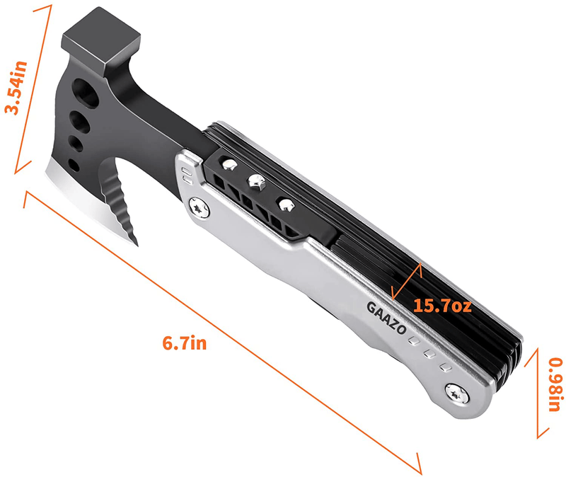 Christmas Gifts for Men Dad Husband, Multitool Camping Accessories 15 in 1 Hatchet with Axe Hammer Knife Pliers Screwdrivers Saw Bottle Opener, Cool Gadget for Outdoor Camping Hiking, Emergency Sporting Goods > Outdoor Recreation > Camping & Hiking > Camping Tools GAAZO   