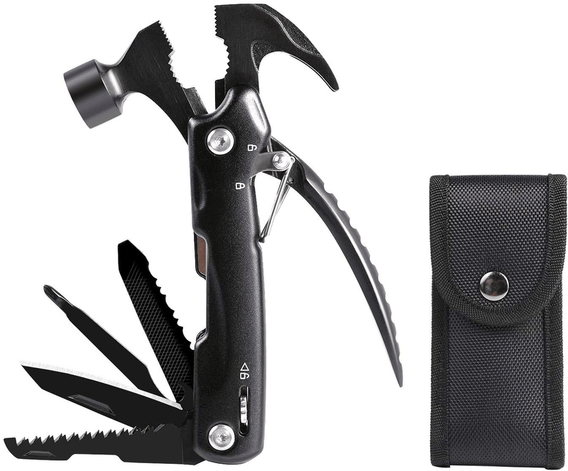 Christmas Gifts for Men Multi Tool Camping Tool Outdoor Survival Gear,15 in 1 Multitool with Durable Sheath, Axe,Hammer,Plier,Saw,Bottle Opener, Hunting Gifts for Men Dad Birthday Gifts from Daughter Sporting Goods > Outdoor Recreation > Camping & Hiking > Camping Tools EGIFI Black  