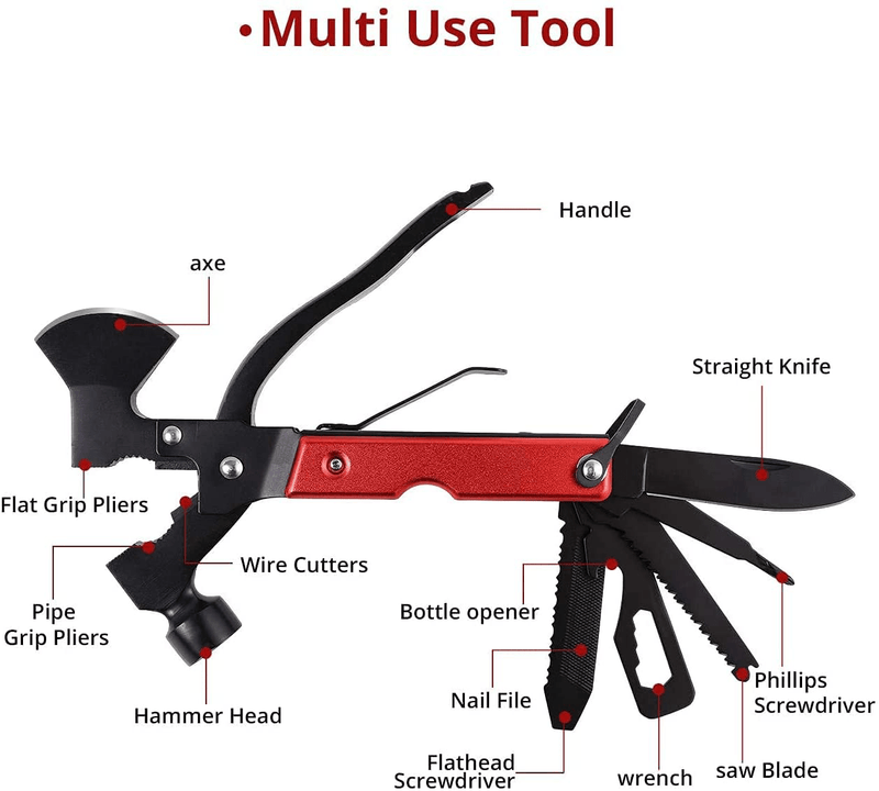 Christmas Gifts for Men Multi Tool Camping Tool Outdoor Survival Gear,15 in 1 Multitool with Durable Sheath, Axe,Hammer,Plier,Saw,Bottle Opener, Hunting Gifts for Men Dad Birthday Gifts from Daughter Sporting Goods > Outdoor Recreation > Camping & Hiking > Camping Tools EGIFI   