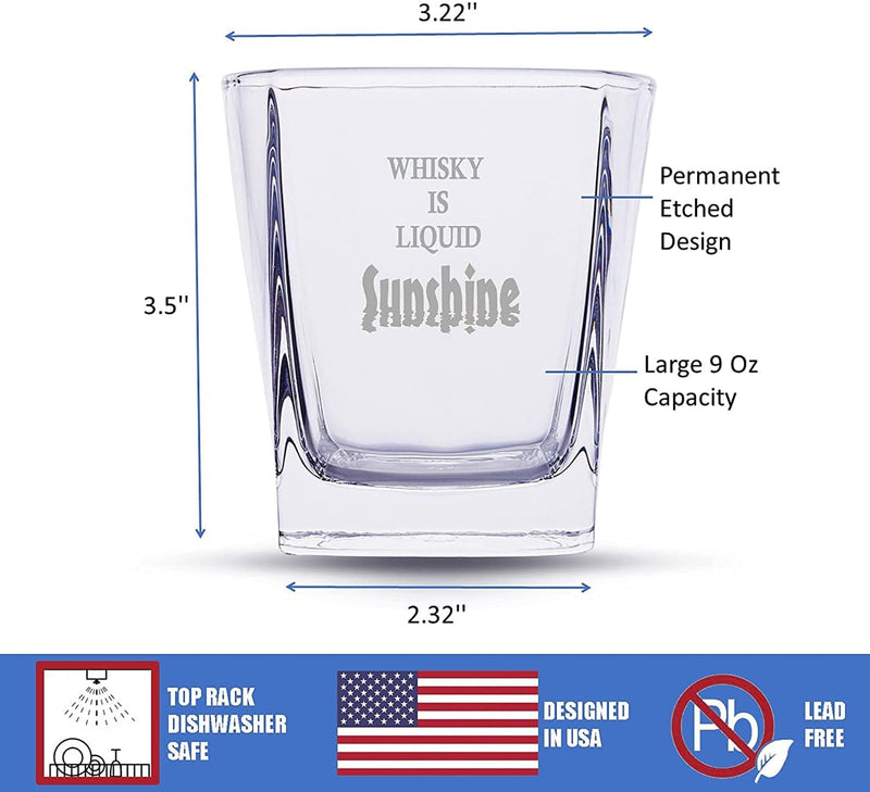 Christmas Gifts for Men, Whiskey and Sunshine Engraved Etched Whiskey Glass Tumblers Gifts for Men Home & Garden > Kitchen & Dining > Barware Osci-Fly   