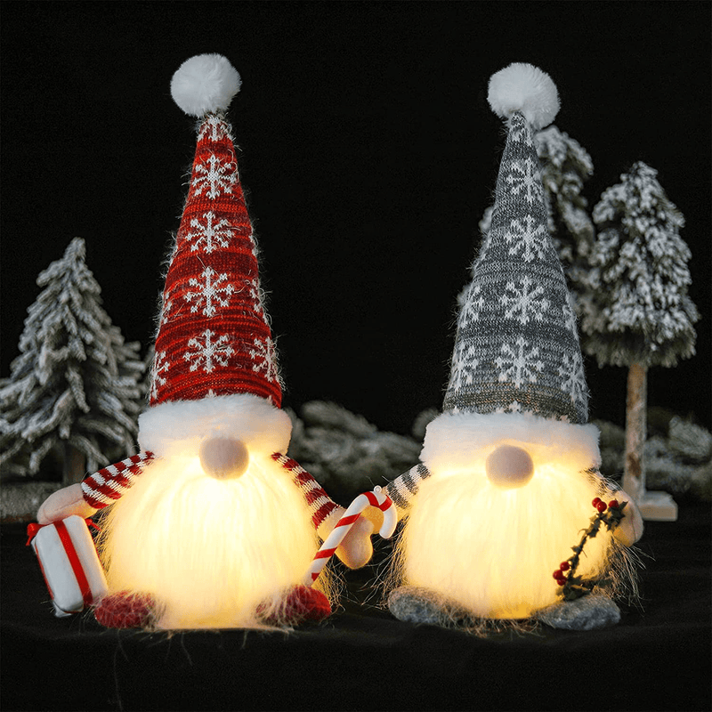 Christmas Gnome Decorations with Light - 2 PCS 17 Inch Red Gray Christmas Gnome Plush with Sequins Long Hat Decorations Gift, Swedish Christmas Elf Doll with Home Decor Gifts Wreath， for Home Party Home & Garden > Decor > Seasonal & Holiday Decorations& Garden > Decor > Seasonal & Holiday Decorations Staraise   