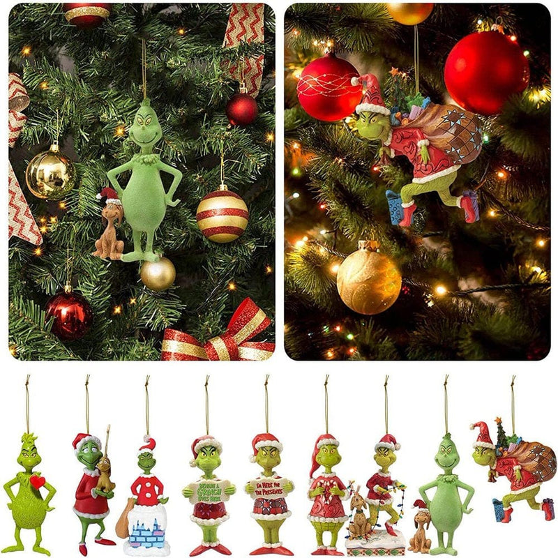 Christmas Grinch Ornaments,Grinch Stole Christmas,Grinch Decorations for Christmas Tree,Merry Christmas Hanging Decor  BINGPAW   