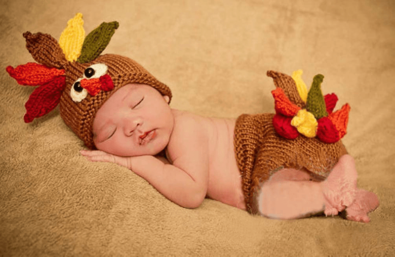 Christmas Halloween Newborn Photography Prop Baby Boy Girl Photo Outfits Turkey Hat Short Photo shoot Costume