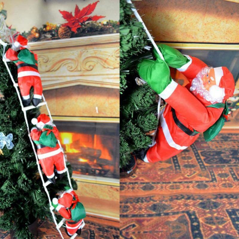 Christmas Hanging Decoration Santa Claus Climb Ladder Hanging Decoration Festival Party Supplies  Popvcly   