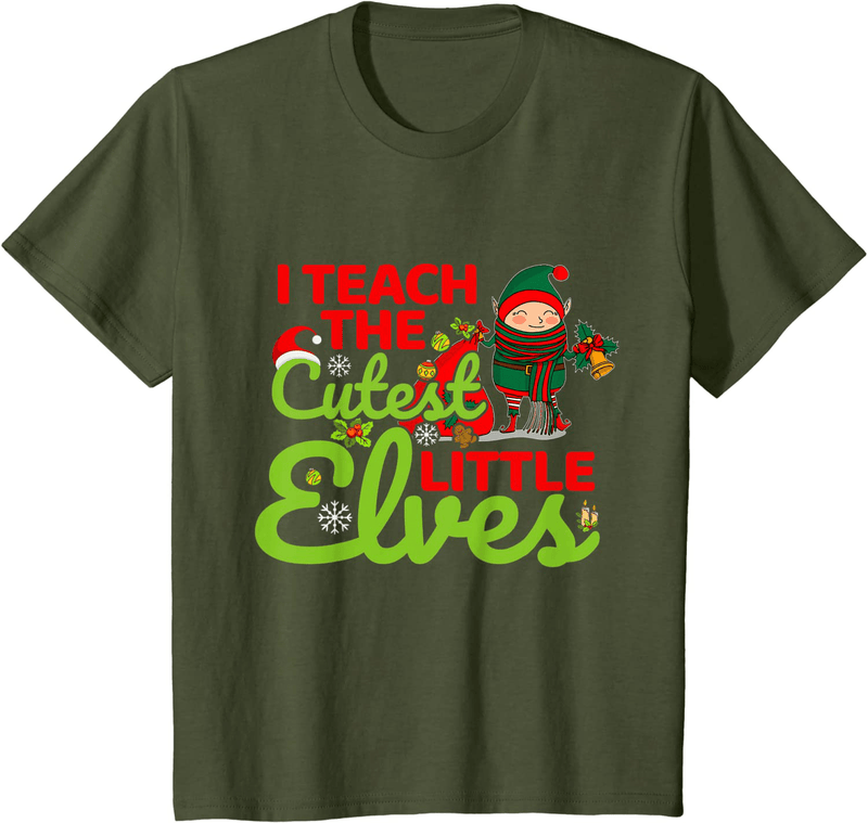 Christmas I Teach the Cutest Little Elves Teacher Funny Xmas T-Shirt Home & Garden > Decor > Seasonal & Holiday Decorations& Garden > Decor > Seasonal & Holiday Decorations BORN Olive Youth Kids 10