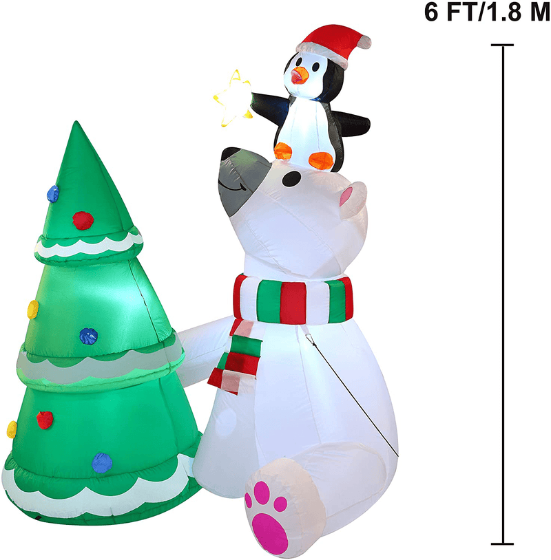 Christmas Inflatable Decoration 6 ft Polar Bear Christmas Tree Inflatable with Build-in LEDs Blow Up Inflatables for Christmas Party Indoor, Outdoor, Yard, Garden, Lawn, Winter Decor, Holiday Season Home & Garden > Decor > Seasonal & Holiday Decorations& Garden > Decor > Seasonal & Holiday Decorations Joyin Inc   
