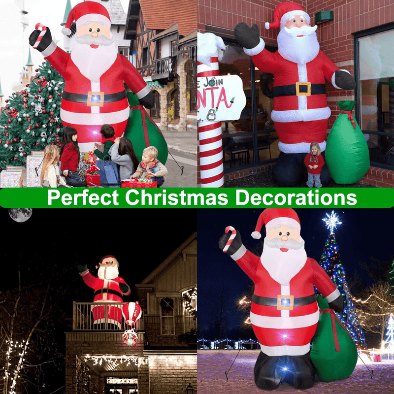 Christmas Inflatables Giant 12 Foot Inflatable Santa Claus with Gift Bag With LED Light for Christmas Yard Decoration Indoor Outdoor Yard Lawn Xmas Party Decoration Cute Fun Xmas Holiday Party Blow Up Home & Garden > Decor > Seasonal & Holiday Decorations& Garden > Decor > Seasonal & Holiday Decorations TURNMEON   