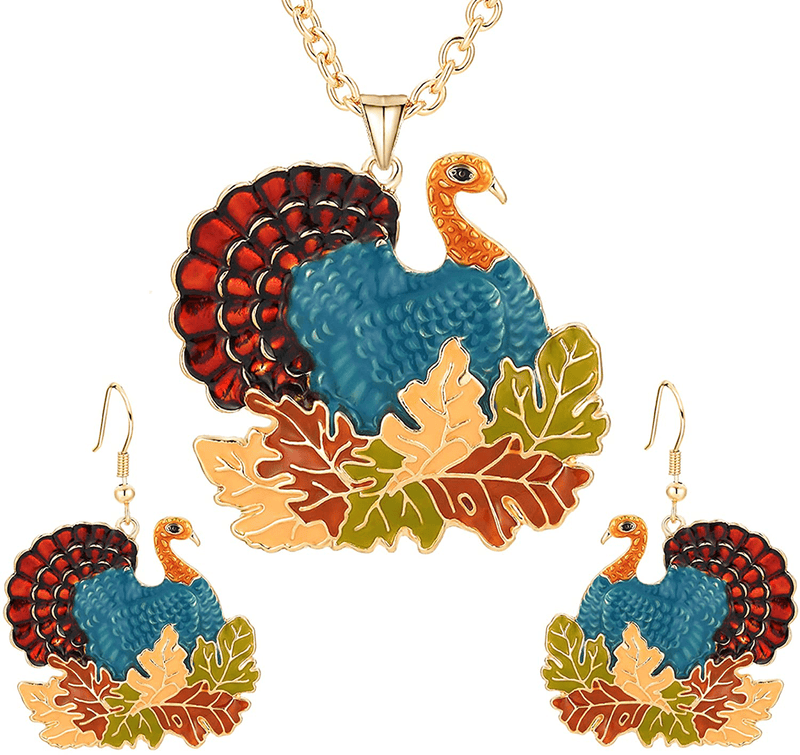 Christmas Jewelry Sets For Women Girls, Glitter Rhinestone Enameled Thanksgiving Xmas Holiday Jewelry Pendant Necklace Brooches Pins Dangle Earrings Set Home & Garden > Decor > Seasonal & Holiday Decorations& Garden > Decor > Seasonal & Holiday Decorations M MIRACULOUS GARDEN Gold Plated C  