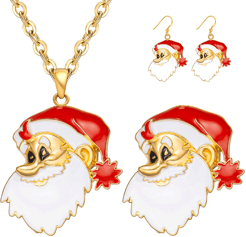 Christmas Jewelry Sets For Women Girls, Glitter Rhinestone Enameled Thanksgiving Xmas Holiday Jewelry Pendant Necklace Brooches Pins Dangle Earrings Set Home & Garden > Decor > Seasonal & Holiday Decorations& Garden > Decor > Seasonal & Holiday Decorations M MIRACULOUS GARDEN 3 Pack Gold Plated Necklace Brooches Earrings Set  
