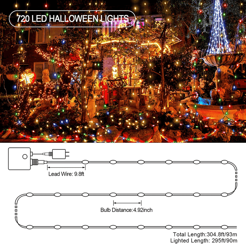 Christmas Lights 720 LED 295ft Color Changing Christmas Lights Outdoor 11 Modes Plug in Fairy Lights Waterproof LED String Lights Christmas Decorations for Home Wedding Party Warm White & Multi-Color Home & Garden > Decor > Seasonal & Holiday Decorations& Garden > Decor > Seasonal & Holiday Decorations ROADAYLY   